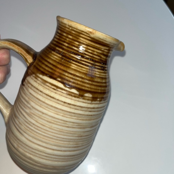 Rustic Handmade Two-Tone Ceramic Pitcher - Picture 8 of 10